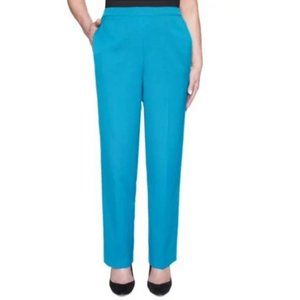 Alfred Dunner Petite Sateen Pull On, Flat Front Pants - Classic Fit - NWT